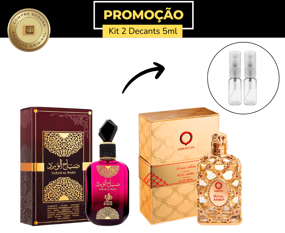 Kit Feminino Arabe – Al Wataniah Sabah Al Ward 5ml + Orientica Royal Amber 5ml (2 x 5ml • Spray)
