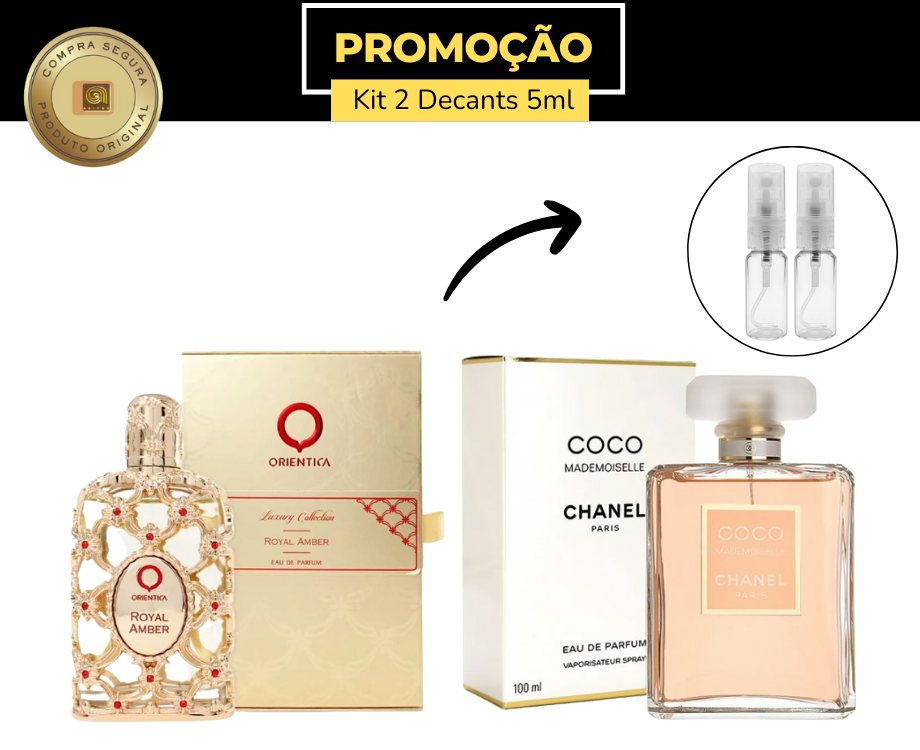 Kit Feminino – Orientica Royal Amber 5ml Arabe + Chanel Coco Mademoiselle EDP 5ml (2 x 5ml • Spray)