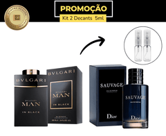 Kit 2 decants Bvlgari Man In Black 5ml + Sauvage EDP 5ml Masculinos