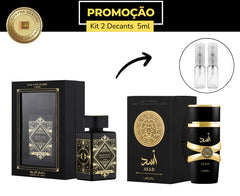 Kit 2 Decants Lattafa Bade'e Al Oud for Glory EDP 5ml + Asad Lattafa EDP 5ml masculinos