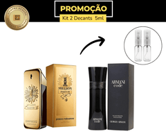 Kit 2 decants 1 Million 5ml + Armani Code (Versão antiga) 5ml