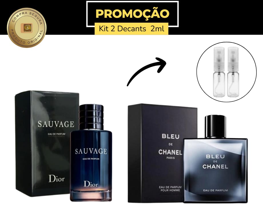 Kit Masculino – Sauvage EDP 2ml + Bleu de Chanel EDP 2ml (2 x 2ml • Spray)