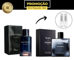 Kit 2 Decants - 1 Sauvage EDP 5ml + 1 Bleu de Chanel EDP 5ml masculinos