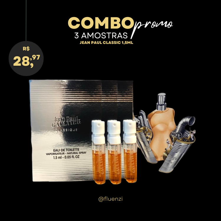 KIT 3 Amostras Jean Paul Classic EDT Feminina