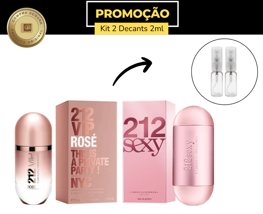 Kit Feminino – 212 Vip Rose EDP 2ml + 212 Sexy 2ml EDP (2x 2ml • Spray)