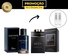 Carregar imagem no visualizador da galeria, Kit Masculino – Sauvage EDP 2ml + Bvlgari Man In Black EDP 2ml (2 x 2ml • Spray)
